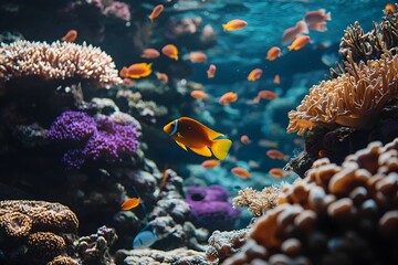Wall Mural - vibrant coral reef garden with diverse array of colorful tropical fish