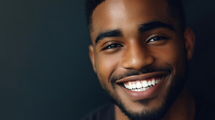 Wall Mural - Young man's friendly smile showcasing perfect white teeth.