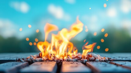 A close up shot of fuel being ignited, showcasing the flames and smoke produced during combustion, emphasizing the energy released.