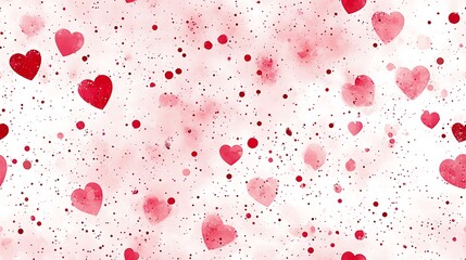 Sticker - Digital glitter pattern of pink and red polka dots with heart accents, sparkling textures on a light background, festive and playful atmosphere, hd quality, seamless design, elegant and glamorous.