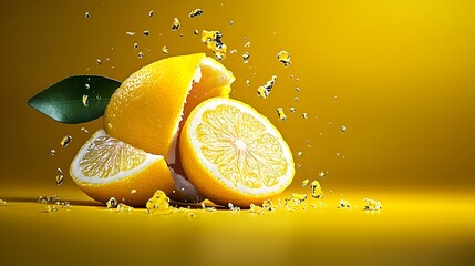 Poster - Close up of a vibrant freshly sliced lemon revealing its intricate circular segments and juicy pulpy interior  The image showcases the natural beauty and texture of this citrus fruit