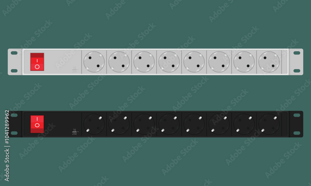 Power distribution unit with 8 sockets of type F. Rackmount 1U panel ...