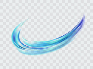 Wall Mural - dynamic blue lines of light with glow effect on transparent background. rotating light half rings. a