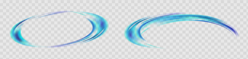 Wall Mural - dynamic blue lines of light with glow effect on transparent background. rotating light half rings. a