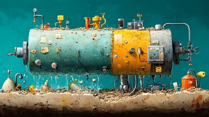Poster - Detailed cross section diagram illustrating the intricate underground water pipe network highlighting the critical and flow processes that ensure efficient water distribution and management