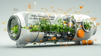 Aufkleber - Detailed Cross Section of an Automated Greenhouse Showcasing Advanced Plant Cultivation Systems Irrigation and Climate Control Technologies for Sustainable Agriculture
