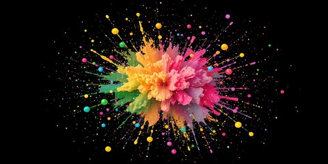 Canvas Print - Colorful paint explosion on a black background.