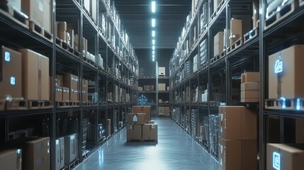 Poster - Futuristic Retail Technology in a Modern Warehouse