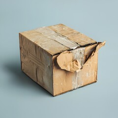 Damaged Parcel Box Symbolizing Risks and Mishaps of Shipping and Handling