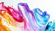 © savittree - A fluid rainbow wave of paint moves across a white background in an abstract design, colors blending smoothly in an energetic, flowing motion.