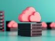 © ParinApril - Colorful cloud storage concept with servers, ideal for digital services, cloud computing, and technology themes.