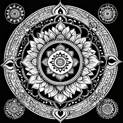 Ornamental mandala adult coloring book full page zentangle-style coloring page arabic indian ornament mandala Illustration 