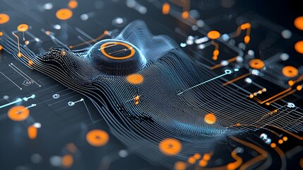 Aufkleber - Captivating mesh wave patterns representing the dynamic movement and resonance of digital sound frequencies  This abstract geometric showcases the beauty of audio technology and the energy of