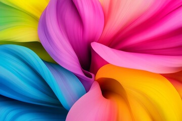 Poster - Colorful flower with a rainbow of colors. The flower is made up of many different colors, including pink, blue, yellow, and green. The flower is very vibrant and eye-catching