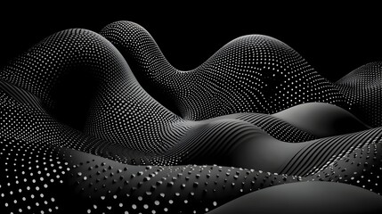 Poster - Distorted mesh waves symbolizing the disruption misinformation and lack of transparency in the modern digital media landscape  This abstract generative visual represents the chaotic flow of data