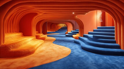 Poster - Abstract Interior with Irregular Shapes and Bold Colors