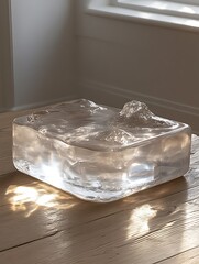 Poster - play of light and shadow on clear ice sculpture