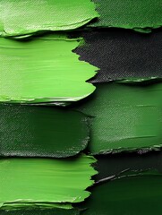 Poster - Textured Green Brushstrokes on Canvas
