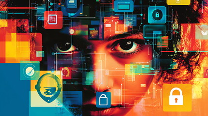 Aufkleber - Exploring the intersection of digital security and technology enhancing protection through advanced concepts and visual representations