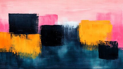 Poster - Abstract Colorful Brush Strokes on Canvas