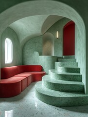 Poster - Minimalist Geometric Interior with Curved Lines