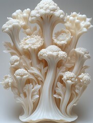 Poster - Striking Monochromatic Floral Composition in White