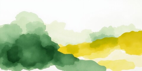 Poster - Abstract watercolor background with green and yellow hues.