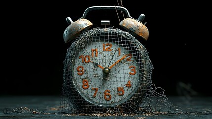 Aufkleber - Mesh Clock Countdown Visualization Representing Urgent Need to Combat Global Warming and Climate Change Crisis  Abstract Digital Ticking Timer Concept
