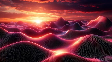 Poster - Ethereal Swirls of Colorful Waves at Sunset