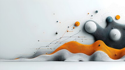 Leinwandbilder - Mesh patterns and geometric shapes forming rising temperature graphs and data visualizations to symbolize and illustrate the concept of climate change and global warming