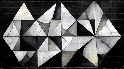 Poster - Geometric Interweaving Shapes and Lines on Wall