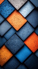 Poster - Geometric Shapes in Blue and Orange Shades