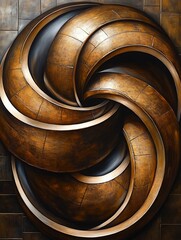 Poster - Harmonious Overlapping Geometric Shapes in Brown Tones