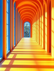 Poster - Bold Geometric Shapes in a Colorful Interior Space