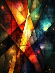 Poster - Bold Geometric Layered Shapes in Vibrant Colors