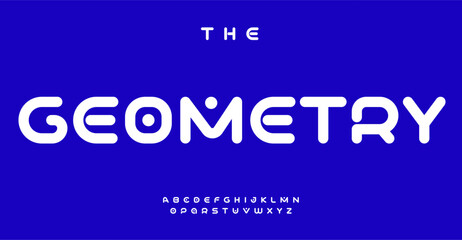 Aufkleber - Smooth geometric typeface, bold modern letters, rounded futuristic font for digital tech branding, trendy versatile design. Vector typeset.