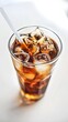 © Meddiistocker - ice tea at eye level with a white backdrop and table top.