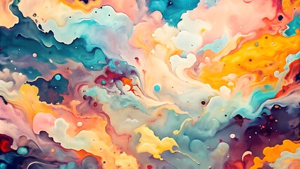 abstract background in fluid art style, in pastel pink, turquoise and purple tones