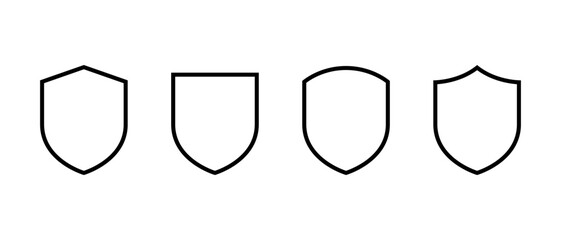Fototapete - Shield guard icon set in line style. Defense, security sign symbol