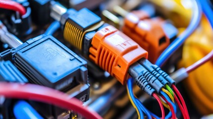 A close-up of electrical work in progress, with multiple wires and tools involved