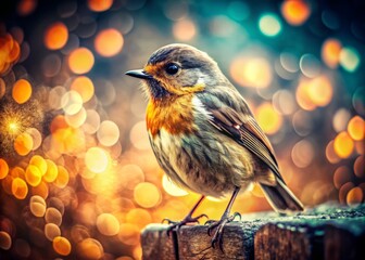 Grunge Bird on Chaotic Background with Bokeh Effect - Moody, Artistic, Abstract, Urban, Distressed, Nature, Wildlife, Photography 