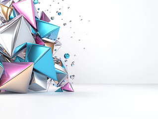 Poster - Dynamic fusion of cyan and magenta an abstract geometric exploration in 3d space