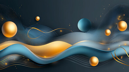 Poster - Elegant dark blue gradient background with gold accents a stunning visual composition for modern design