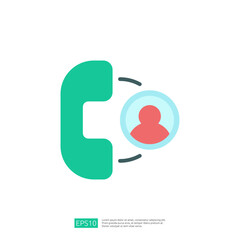 Poster - A minimalist graphic design featuring a telephone icon and a user silhouette, symbolizing communication and connection.