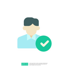 Poster - This image features a simplified illustration of a person with a checkmark, symbolizing approval or verification. It conveys a sense of trust and confirmation.