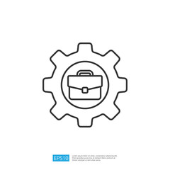 Poster - A simple line drawing of a gear with a briefcase inside, symbolizing business and industry concepts.
