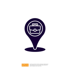 Poster - The image features a location pin icon with a briefcase symbol, representing business or professional services.