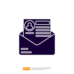Poster - The image depicts an envelope containing a document or resume, symbolizing communication or job applications.