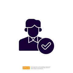 Poster - A graphic representation of a person with a checkmark, symbolizing approval or verification.
