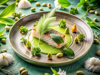 Wall Mural - Captivating Light Green Feather Texture for Food Photography, Elegant Background for Culinary Delights, Fresh Ingredients, Gourmet Dishes, Stylish Presentation, Nature-Inspired Aesthetics